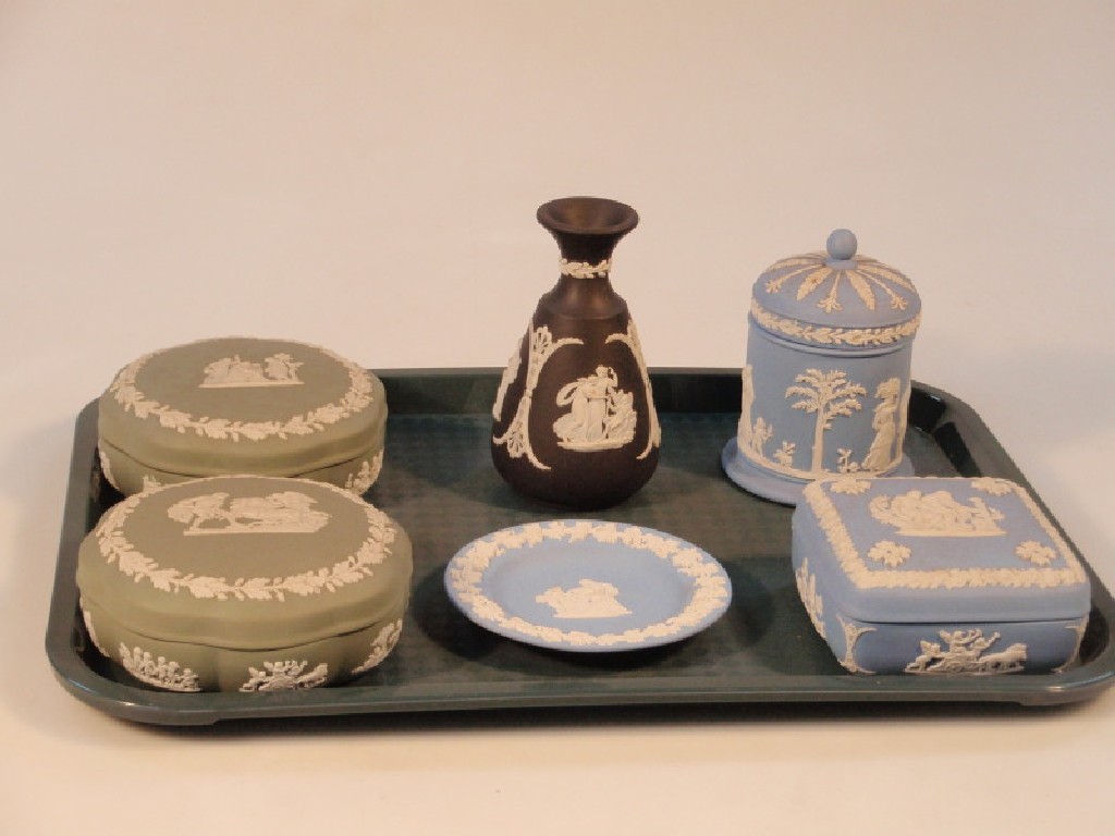 Appraisal: A Wedgwood Black Basalt vase and five further pieces of