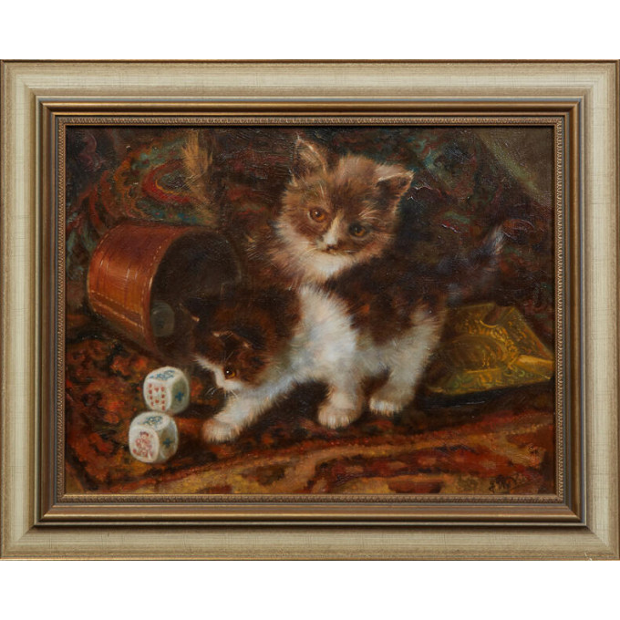 Appraisal: J W van Trirum - Dutch Kittens Playing with Dice