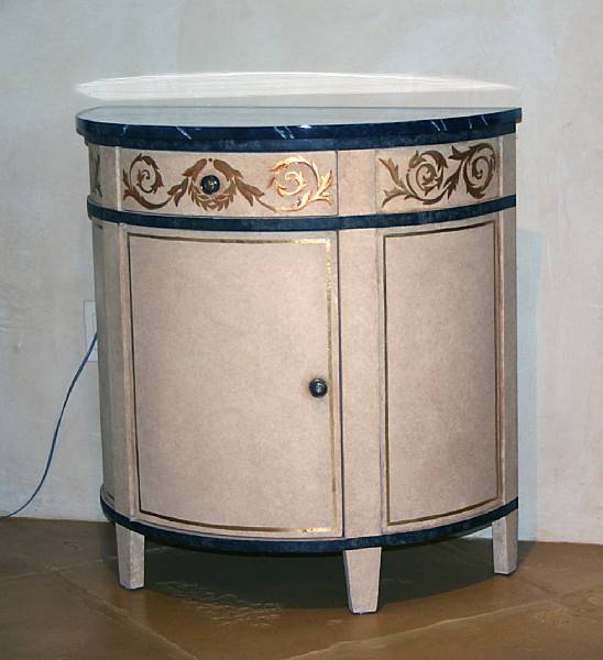 Appraisal: A pair of Italian Neoclassical style paint decorated small demilune