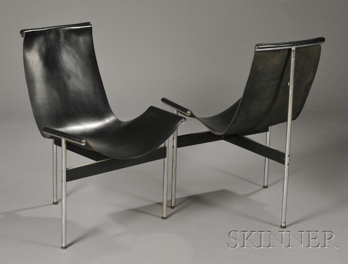 Appraisal: Two Littell and Kelley Katavolos T Chairs Leather and steel