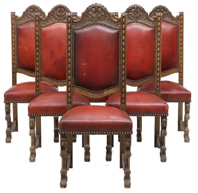 Appraisal: lot of French Renaissance Revival oak chairs late th c