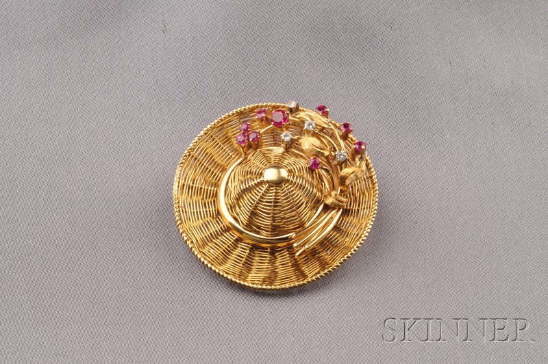 Appraisal: kt Gold and Gem-set Brooch Tiffany Co Italy designed as