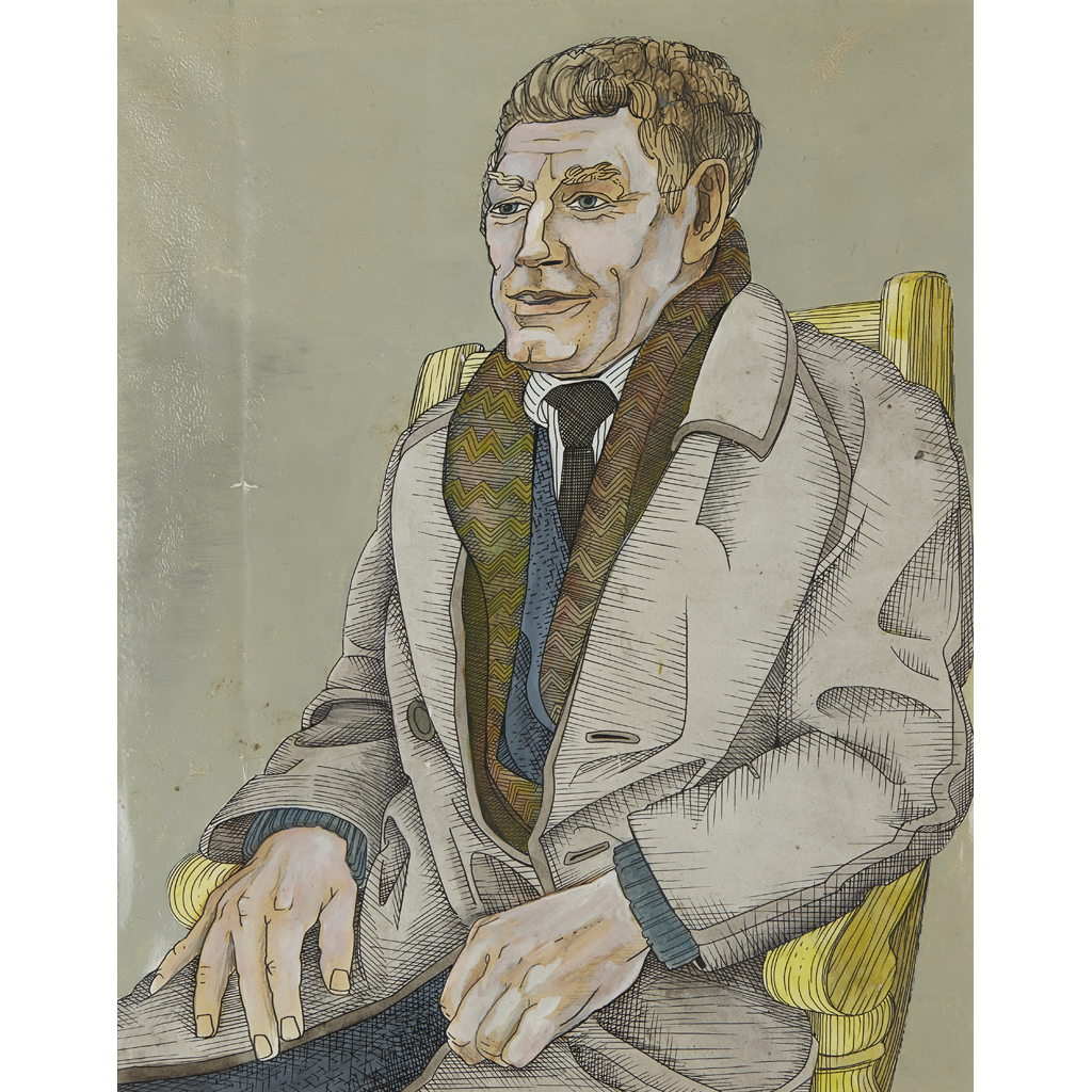 Appraisal: ALASDAIR GRAY SCOTTISH B PORTRAIT OF A BESPECTACLED GENTLEMAN Mixed