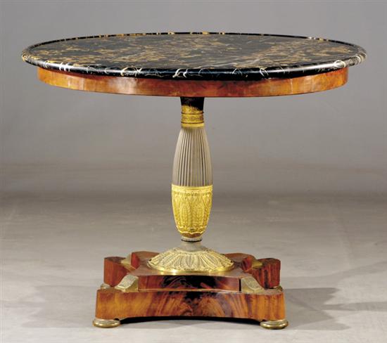 Appraisal: French Empire marble-top center table mid th centuryround black and