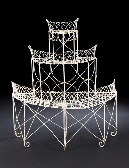 Appraisal: Victorian Polychromed Wirework Plant Stand fourth quarter th century of