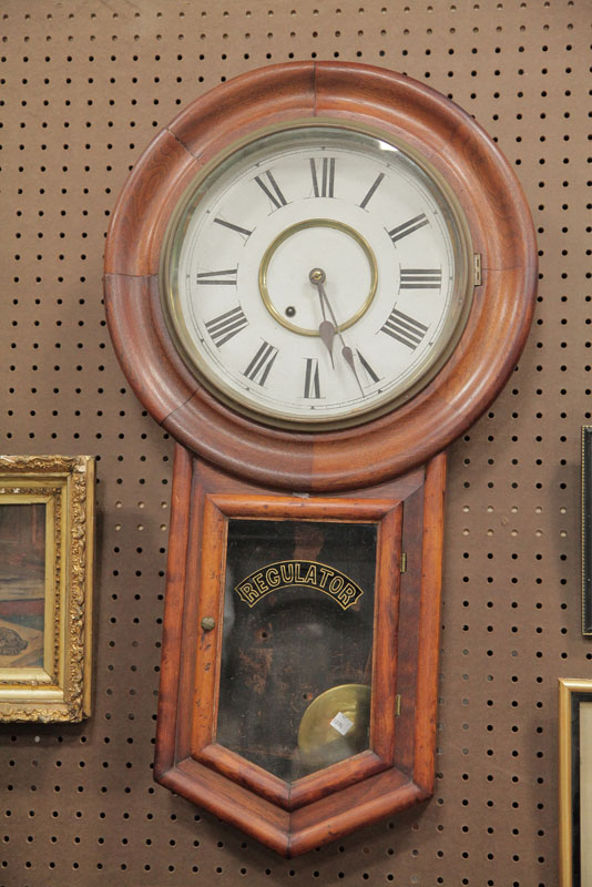 Appraisal: REGULATOR WALL CLOCK Eight day clock having brass works painted