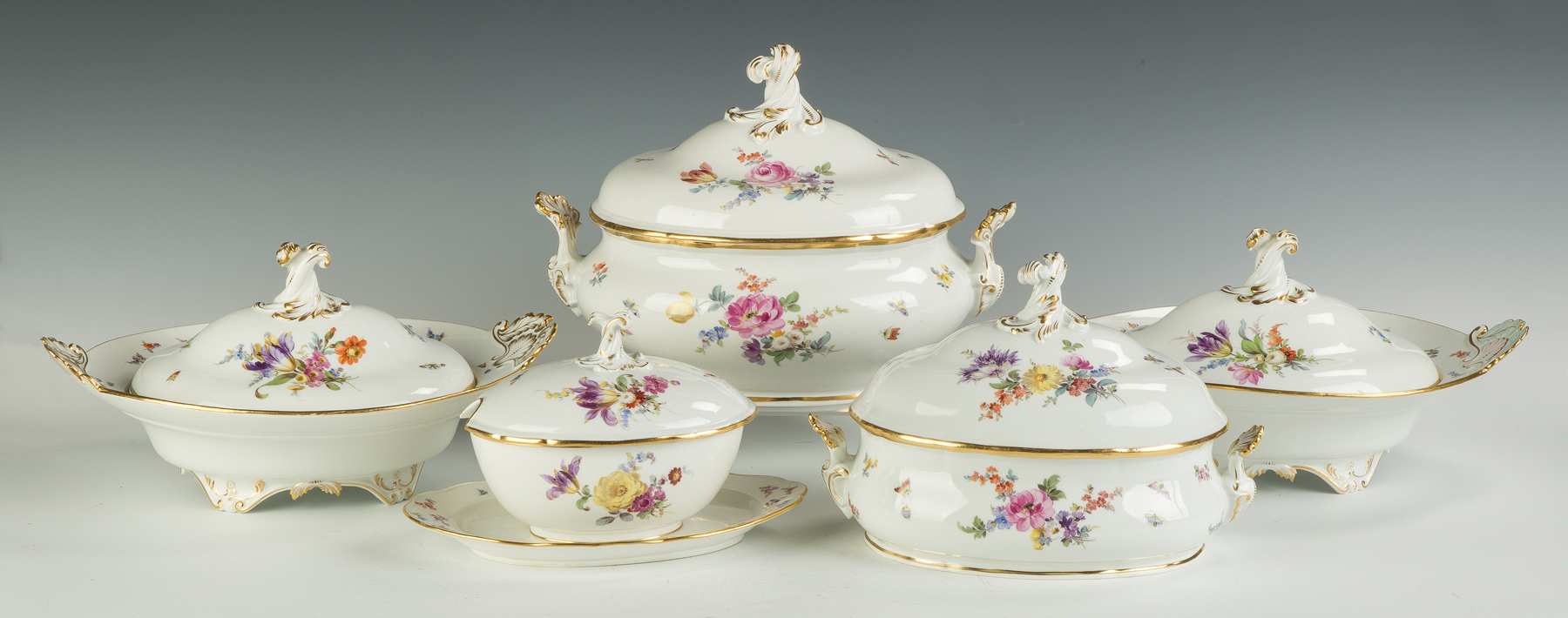 Appraisal: Meissen Serving Pieces and Tableware th century Hand painted porcelain