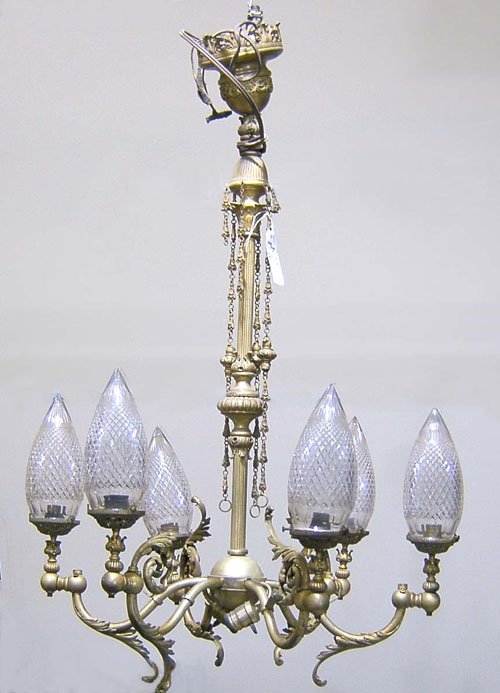 Appraisal: Victorian gilt -light gasolier h w