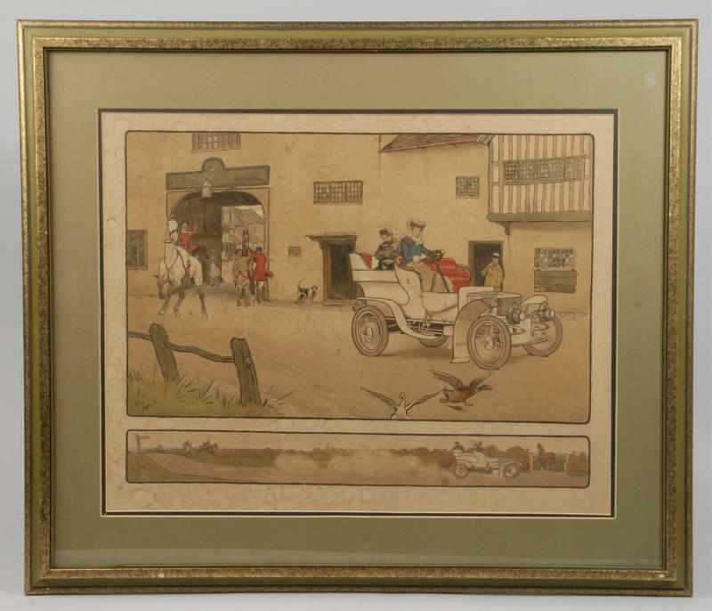 Appraisal: Early Framed Automobile Print Description Titled Gone Away Depicts an