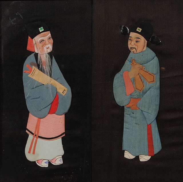 Appraisal: A Chinese silk and felt study of two scholarscirca five