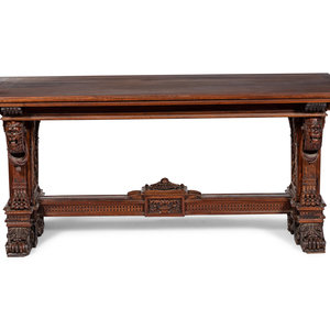 Appraisal: A Renaissance Revival Walnut Refectory Table Italian th Century featuring