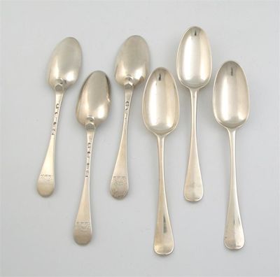 Appraisal: A set of six early George II Hanoverian tablespoons crested