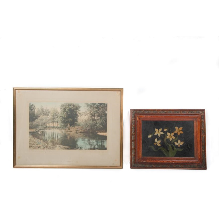 Appraisal: TWO FRAMED PIECES American st quarter th century Large Wallace