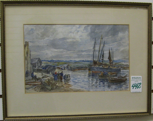 Appraisal: STRUAN ROBERTSON British th century Watercolor on paper Fishermen unloading