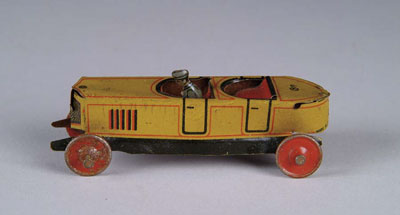 Appraisal: OPEN RACE CAR PENNY TOY By CKO Germany Yellow boatail