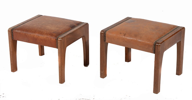 Appraisal: A pair of Arts Crafts walnut stools in the manner