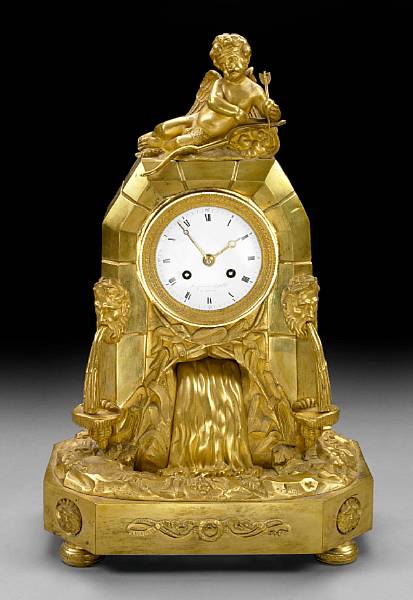 Appraisal: An Italian gilt bronze figural mantel clock late th early