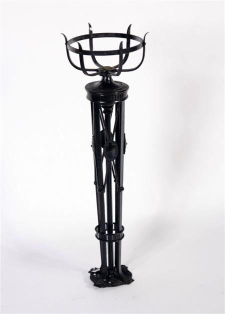 Appraisal: An Edwardian brazier lamp of circular form the open basket