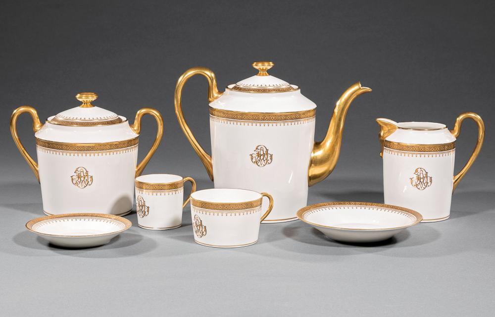 Appraisal: Limoges Gold Encrusted and Filigreed Porcelain Coffee Service early-to-mid th