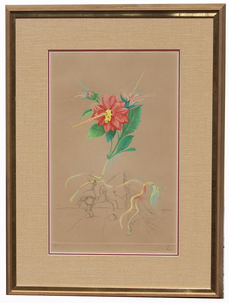 Appraisal: Salvador Dali - Salvador Dali - Framed colored etching Pencil