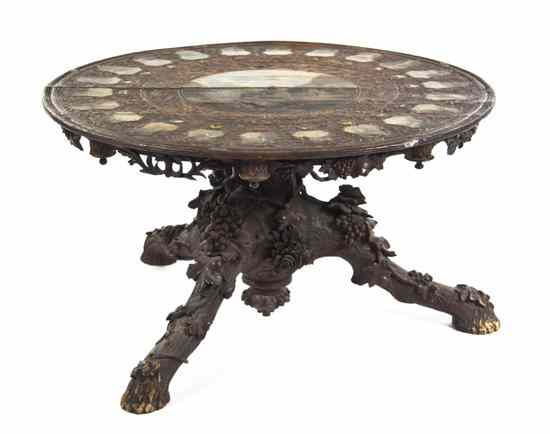 Appraisal: A Swiss Carved and Painted Center Table th century the