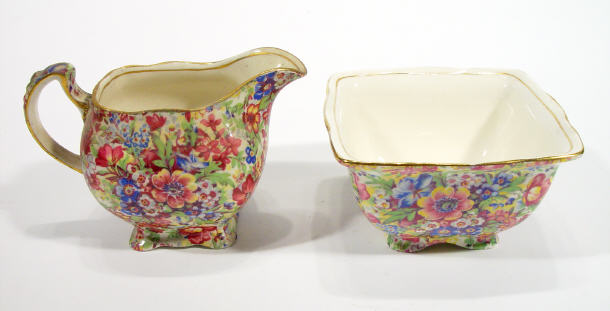 Appraisal: Royal Winton 'Sunshine Chintz' cream jug and sugar bowl factory