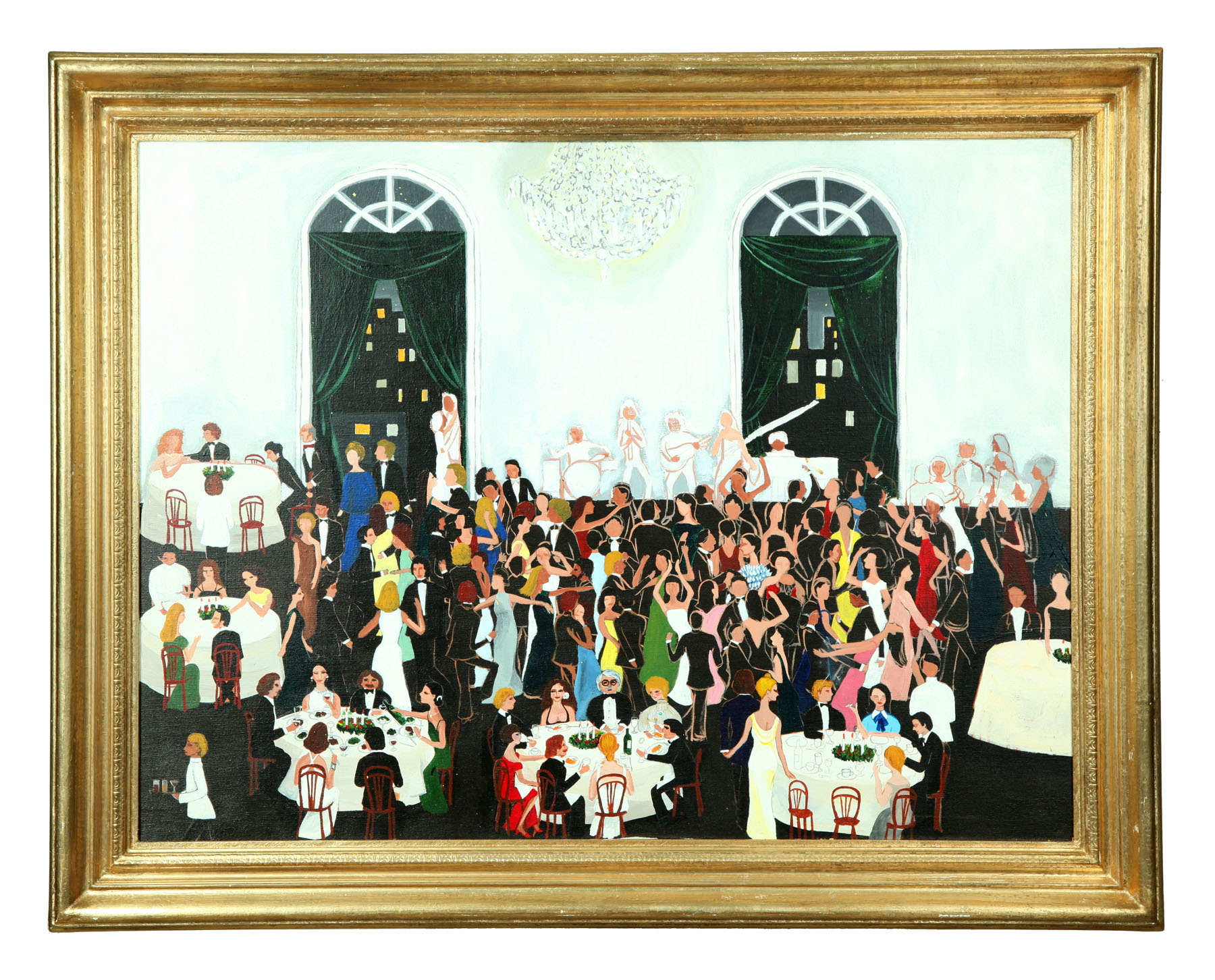 Appraisal: BALLROOM SCENE AMERICAN ND HALF- TH CENTURY Oil on canvas