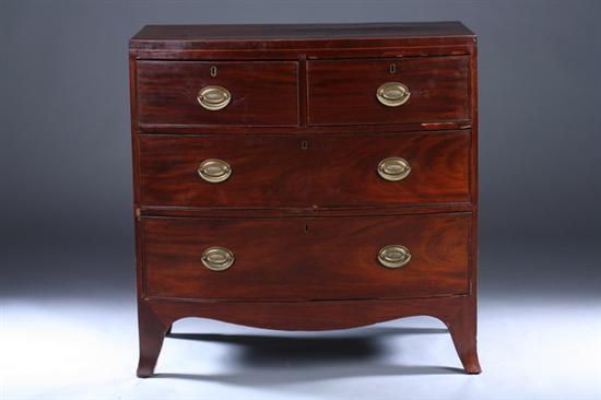 Appraisal: LATE GEORGE III MAHOGANY TWO-OVER-TWO DRAWER BOW-FRONT CHEST Edge inlay