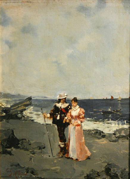 Appraisal: Italian School An elegant couple on the beach bears signature