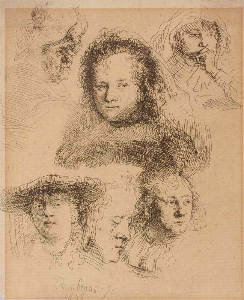 Appraisal: OLD MASTERS ETCHING - 'Studies of the Head of Saskia