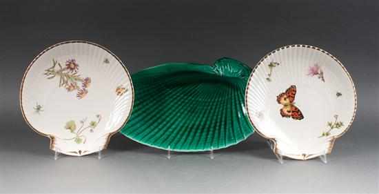 Appraisal: Pair of Wedgwood painted china shell-form serving dishes and a