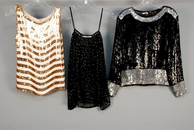 Appraisal: THREE GLITZY SAINT LAURENT RIVE GAUCHE SEPARATES One chiffon tank