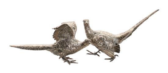 Appraisal: Sale Lot Two Silvered Pheasants of typical form and stance