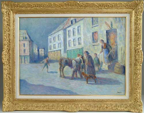 Appraisal: MAXIMILIEN LUCE French - LE DEPART LEAVING HOME Oil on