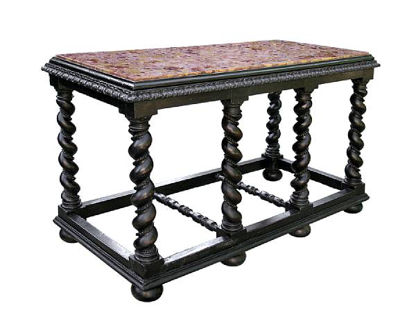 Appraisal: An Italian late Renaissance ebonized walnut center table early th