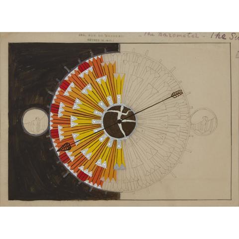 Appraisal: Erte - THE BAROMETER- THE SUNRISE THEATRICAL SCENE French Gouache