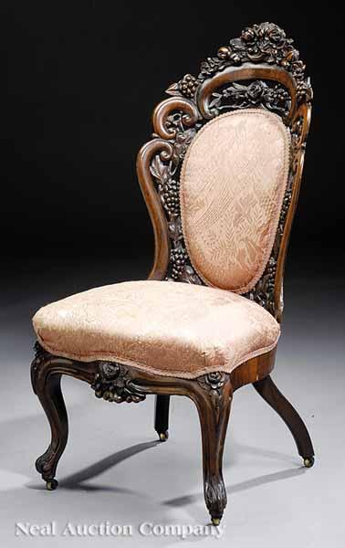 Appraisal: An American Rococo Laminated and Carved Rosewood Parlor Chair c