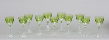 Appraisal: A Set of Eleven Val St Lambert Wine Glasses A