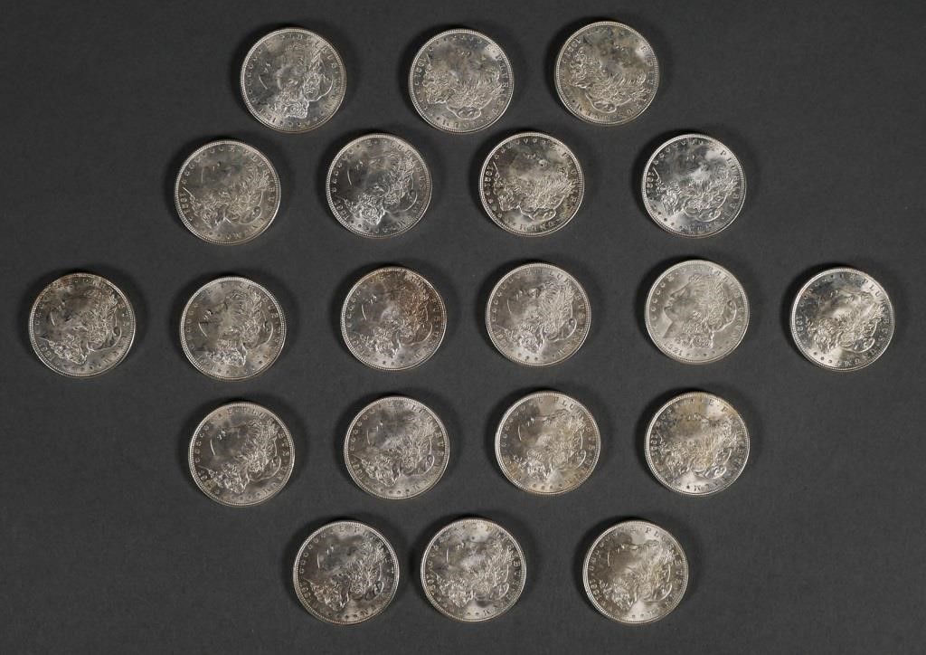 Appraisal: Twenty US Morgan Silver Dollars AU to BU shipping info