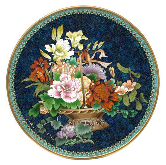 Appraisal: Large Japanese Cloisonne Charger having floral decoration throughout of a