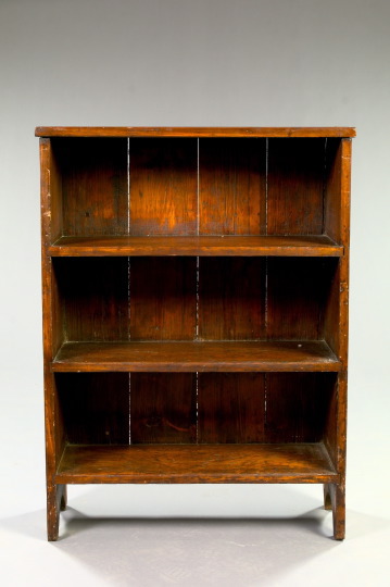 Appraisal: American Stained Pine Open Bookshelf mid- th century the plank