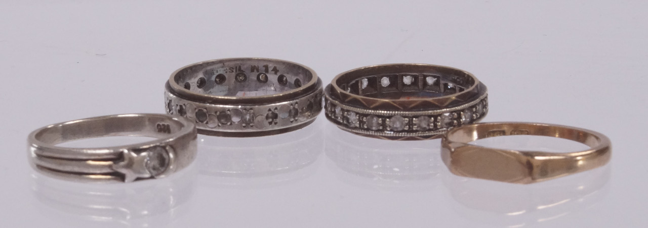 Appraisal: Two eternity rings a ct gold ring and a silver