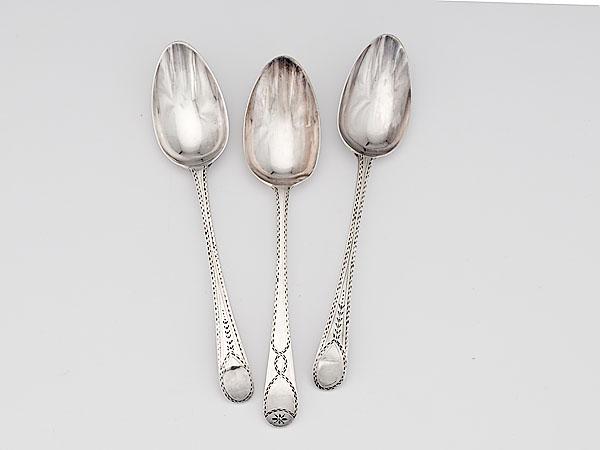 Appraisal: HESTER BATEMAN SILVER TABLESPOONS English three total mark of Hester