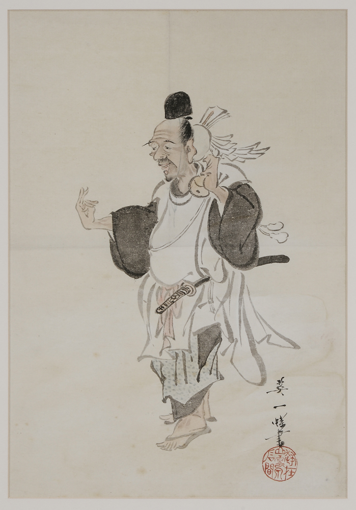 Appraisal: Musical Performance With Sword Japanese th century artist's name and