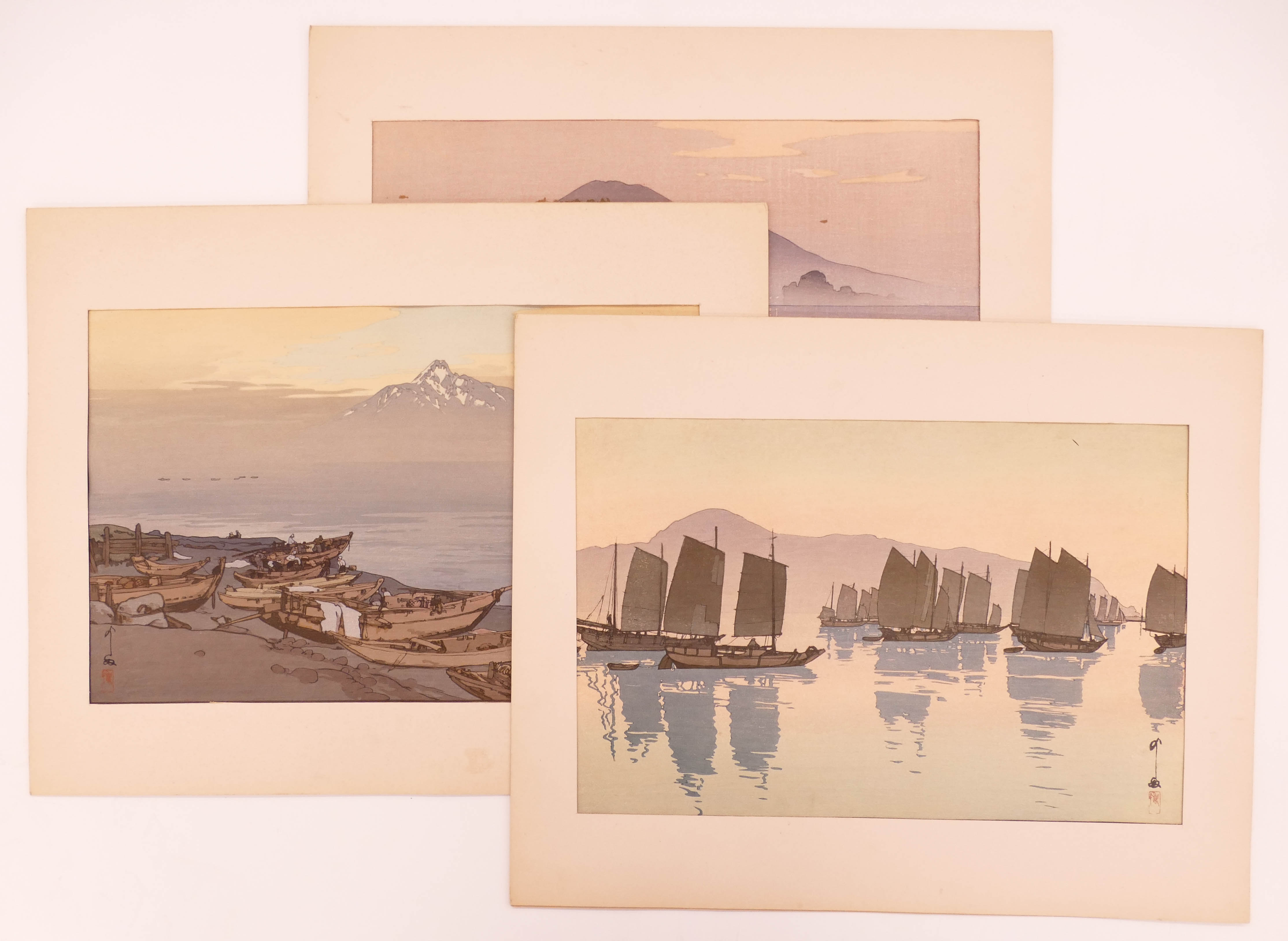 Appraisal: pc Hiroshi Yoshida Japanese Woodblock Prints Matted ''x '' Includes