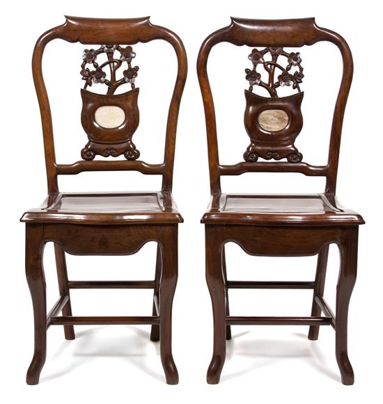 Appraisal: Sale Lot A Pair of Chinese Carved Hardwood Side Chairs