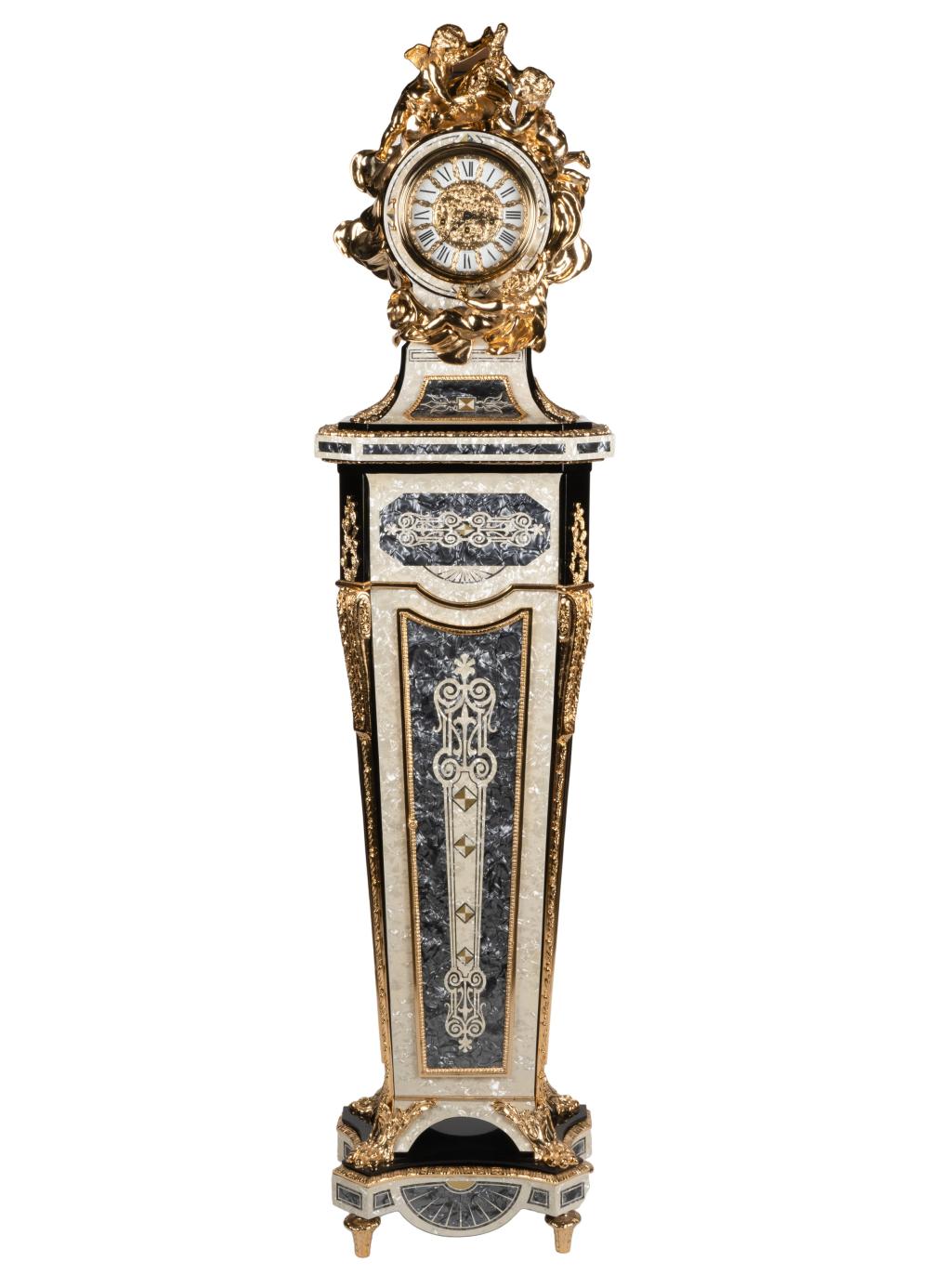 Appraisal: ITALIAN MOTHER OF PEARL GILT BRONZE PEDESTAL CLOCKinscribed to dial