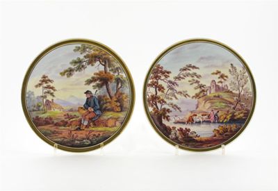 Appraisal: A pair of English porcelain plaques probably Ridgway one painted