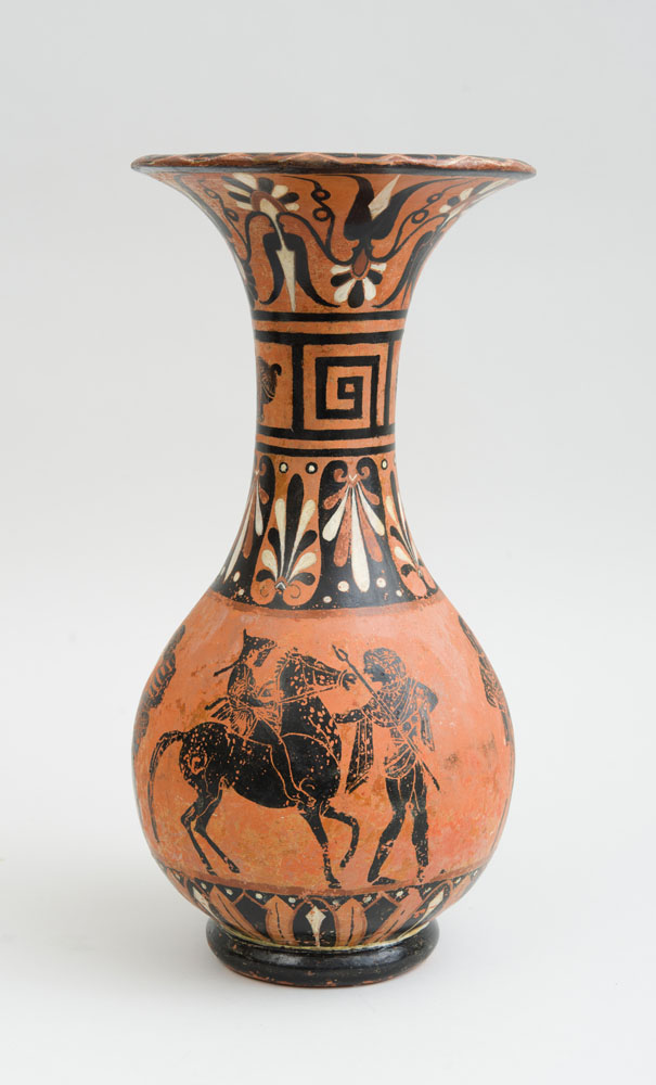 Appraisal: Apulian Style Black Figure Pottery Vase x in diam From