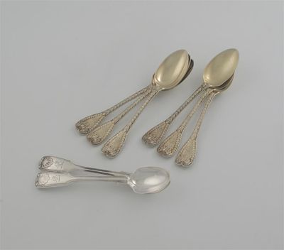 Appraisal: A set of six Victorian silver-gilt palm pattern teaspoons by